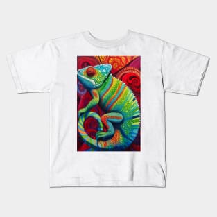 Reptile Lover and Lizard Lover Op Art Chameleon Kids T-Shirt